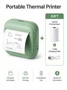 Mini Pocket Printer For Students, Portable Bluetooth Thermal Printer, Can Print Photos And Labels, Wireless High-Definition Instant Printing, Compact Learning Supplies, Birthday Christmas Gift - 彩色 - 查看 9