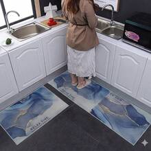 Set Of 2 Non-Slip Kitchen Mats With Various Designs - Black and White - View 3