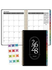 1本 2026年7月至2028年6月教師週計畫與月計畫本，極簡風月/週/日計畫大格筆記本，辦公用品，返校用品 - 黑色 - 查看 11