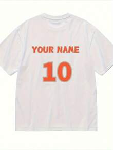 Camiseta de Baloncesto Personalizada para Hombre - Impresión a Doble Cara, Cuello Redondo, Manga Corta - Añade tu Nombre y Número - Ropa Deportiva Suave y Cómoda, Ideal para el Espíritu de E - Blanco - Ver 4