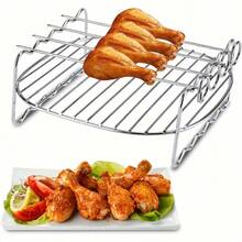 1pc Stainless Steel Air Fryer Rack, 4 Baking Modes, Air Fryer Accessories, Oven Microwave Baking Cooking Rack, Kitchen Accessories - Multiple Styles and Colors - View 5