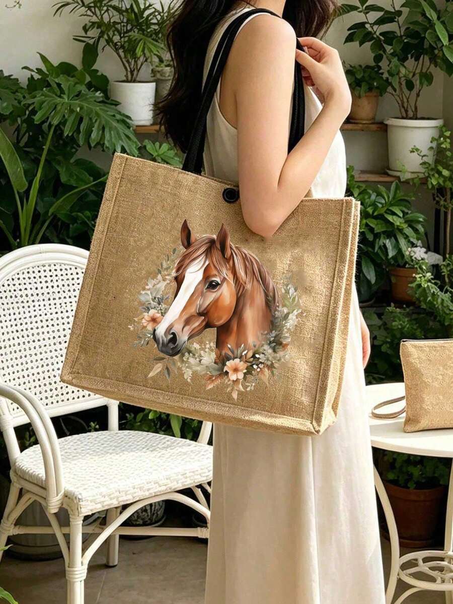 1件黑色亞麻手提包,花卉與馬匹圖案;1件大容量化妝包,附腕帶,適合作為聖誕禮物;1件黑色亞麻零錢包;1件黑色方形手提包;1件藝術字母與圖案化妝包,適合女性日常使用,也可作為便捷購物袋。亦適合作為教師節感謝禮物、畢業禮物、返校禮物;1件大容量女性亞麻手提包;手提包與化妝包套裝。 - 彩色 - 查看 1