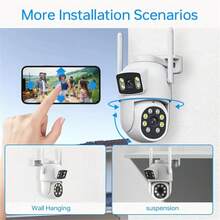 Cámara de exterior de 4MP con doble lente y doble monitor, WiFi 2.4G/5G con visión nocturna a color, detección de movimiento inteligente, audio bidireccional, notificación de alarma, control por aplicación APP, rotación de 355°, adecuada para del hogar. Suministro de energía USB - Multicolor - Ver 12