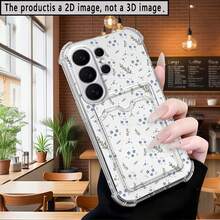 Funda de teléfono con patrón floral de mariposas azules creativas, airbag anti-caída, portacartas transparente integrado, compatible con Samsung Galaxy S25 S24 S23 S22 Ultra/A12 A13 A14 A15 A16 A34 A35 A36 A53 A54 A55 A56 A04 A05 A06 A07/Note 10 20/ 10C 12C 13C 14C/Honor X7B X7C X8 X8C X9 X9A X9B X9C/ C67 C65 C55 C53 C35 C33 C31 C30 C25 C21Y C21 C11 - transparente - Ver 3