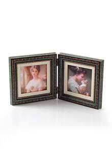 1pc Folding Hinge Photo Frame, Holds 2 Square 4x4 Inch Photos, Vintage Elegant Desktop Photo Display Frame, Suitable For Wedding, Holiday, Party Events, Living Room, Bedroom And Other Home Decor, Creative Gift For Friends And Family - Multicolor - View 15