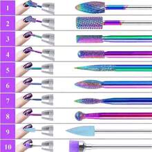 11PCS Nail Drill Bit Set With Cleaning Brush 3/32" Professional Nail Drill Bits Cuticle Nail Drill Bits Acrylic Gel Nail Tech Manicure Pedicure Home Salon - Multicolor - View 3