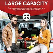 FORTEM Car And SUV Trunk Organizer - Car Storage Organizer - Large Foldable Box With 2 Compartments - Non-Slip Base - Adjustable Straps - Removable Lid (Black) - 森林迷彩 - 查看 4