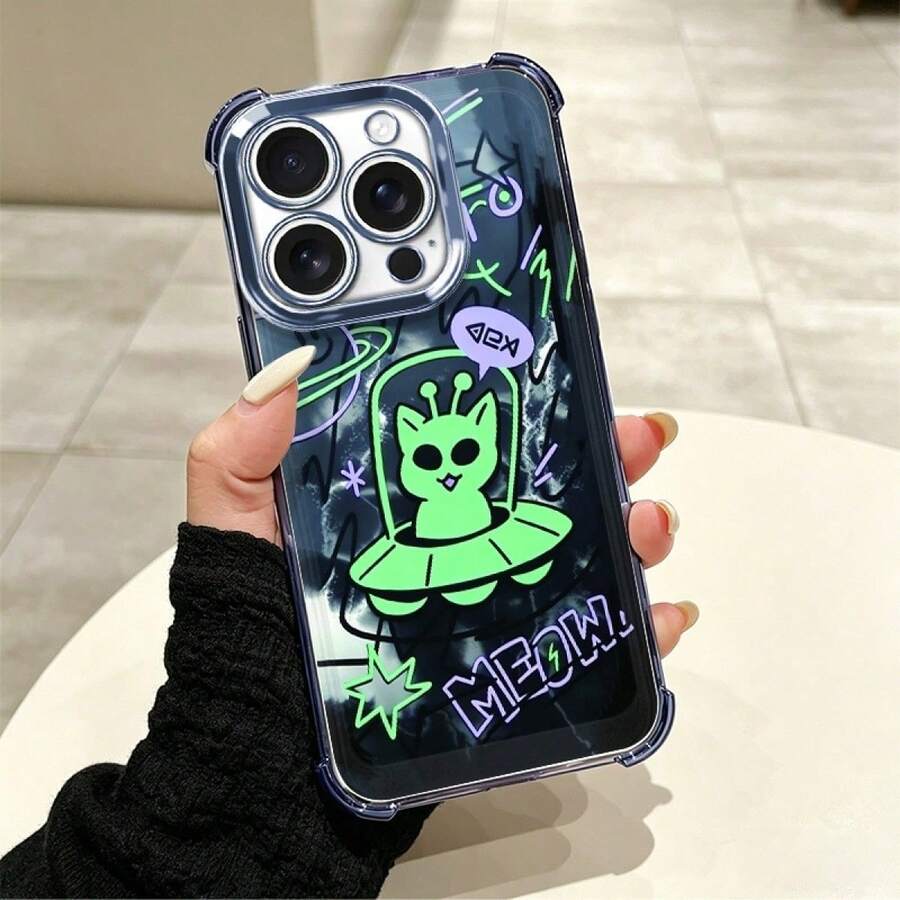 Gato alienígena Carcasa celular diseño moderno con protección completa caídas y rasgos, apta paraúltiples modelosóviles como serie 5 hasta 17 Pro incluyendo, Plus, Pro, Pro y 16e, serie A y S con A03,A04,A04e,A05,A06,A12,A15,A22,A32,A34,A35,A54,A55,S23,S24 Ultra, celulares Moto G52,G54,G84, dispositivos C40,C65,M5s,M6 Pro 4G,X5,,Pro y Redmi 9A,A3,Note 11 4G, funda cómoda duradera para uso cotidiano personal - Multicolor 4 - Ver 1