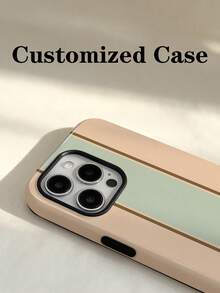 1pc Minimalist Geometric Striped Color Block Patchwork Design Personalized Signature Customized Color Pattern Short Phrase Custom Exclusive Gift For Couples Daily Commute Holiday Anniversary 2-In-1 Glossy Film Full Coverage Hard Shell Phone Case Protective Cover Compatible With IPhone 11/12/13/14/15/16 17 Pro Max - Multicolor - View 4