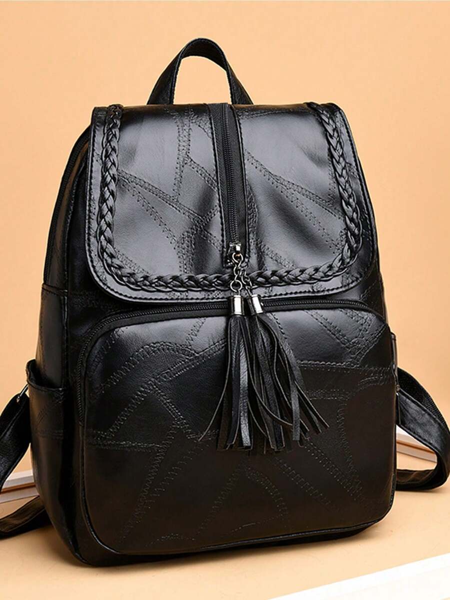 Bolsos de temporada escolar - El nuevo bolso multiusos de estudiante suave y de estilo coreano de moda para mujeres - Mochila de viaje para mujeres - Bolso de mujer - Negro - Ver 1