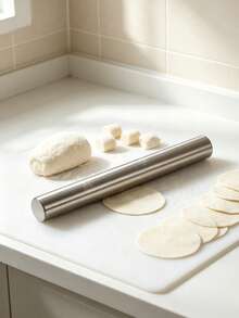 1pc Stainless Steel Rolling Pin, Non-Stick Dough, Suitable For Pizza And Pastry Making, Long Straight Design Suitable For Nuts And Cookies, To Clean And Space-Saving Kitchen Gadget, Minimalist Style, Practical Gift For Cooking Enthusiasts - View 3