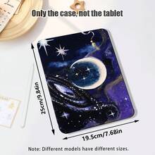 1件式翻蓋桌面保護殼，附筆槽，月亮星星行星圖案，360度旋轉支架，內建筆槽，相容於 Honor 8/9/10/X8/X8A/X9/X8Pro/X9Pro、MatePad SE 11吋/MatePad 11吋/11.5吋、MatePad Pro、Apple 10代/11代 2025 (A16) - 款式5 - 查看 4