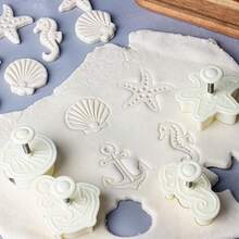 4pcs Fruit & Ocean Cookie Cutter Set, Press-Type Cookie Stamp Mold, Shapes Include Peach, Strawberry, Cherry, Pineapple, Seahorse, Starfish, Shell, Suitable For Home Kitchen DIY Cookies, Pastries, Halloween, Christmas, Birthday Party And More - View 7