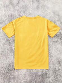Ropa de estar por casa casual de mujer para primavera y verano con cuello redondo y mangas cortas con estampados de letras - Amarillo - Ver 2