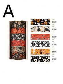 24/6pcs Halloween Washi Tape Set, Pumpkin Ghost Bat Tombstone Pattern Decorative Masking Tape, Vintage Halloween Themed Craft Tape For Journal Scrapbook Gift Wrapping Halloween Party Decor Supplies, Halloween Decoration, Halloween DIY Handicrafts, Halloween Party Supplies - Multiple Styles - View 4