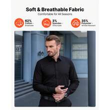 Chemise boutonnée pour homme, chemise habillée à manches longues infroissable, coupe ajustée, tissu stretch doux, idéale pour les occasions formelles ou décontractées, le travail et les mariages. - L - Voir 2