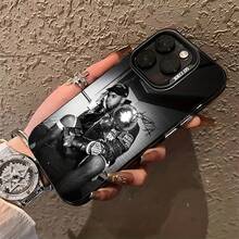 [24h Versand Aus DE/FR/ES]Glossy Black Electroplated Shockproof Phone Case, Vintage Black White Boxing Champion Athlete Trophy Retro Portrait Print,  Birthday Christmas Holiday Gift For Sports Hip Hop Streetwear Fans, Compatible With IPhone 17 16 15 14 13 12 11 Plus Pro Max,  S21-S26 Ultra, , , Soft Anti-Scratch Drop Resistant TPU Cell Shell For Teens & Young Adults - 1 - View 3