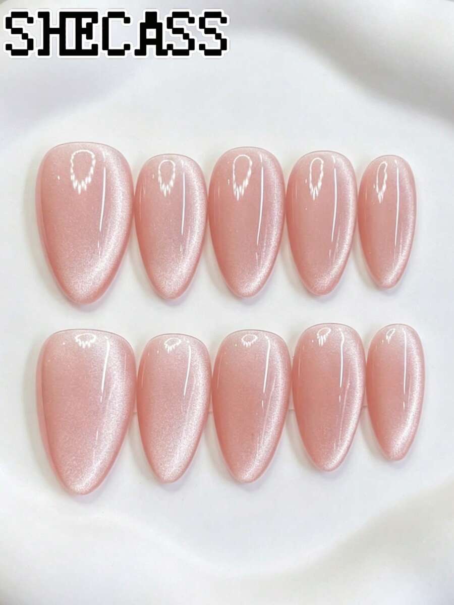 Shecas 10 piezas de uñas postizas hechas a mano, uñas cortas para vacaciones de verano, fiesta de graduación - Multicolor - Ver 1
