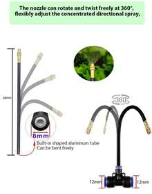 Drip Irrigation System - 360° Adjustable Micro Sprinkler Kit, Easy Tool-Free Installation, Fine Mist Spray For Potted Garden Plants, Greenhouse - 30米+26個噴霧噴嘴 - 查看 5