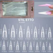45 Peças/Saco de Pontas de Unhas Francesas Multiestilo com Extensão de Cristal em Escala e Formas de Unhas para Terapia de Luz - Transparente - Visão 9