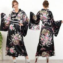 Traje tradicional japonés de cosplay para mujer, yukata formal, kimono para espectáculos de anime, set de fotografía, disfraz para presentaciones escénicas y fotografía. - Rojo oscuro - Ver 8
