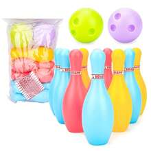 1/2 Sets Plastic Bowling Set, 10 Colorful Bowling Pins & 2 Bowling Balls, Mini Indoor Outdoor Sport Bowling Game, Educational Activity For Backyard Party, Birthday Gift, Classroom & Family Interactive Game Supplies - Multicolor - View 5