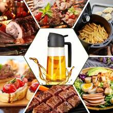 1pc 2-In-1 Glass Oil Sprayer And Dispenser Bottle, Glass Cooking Oil Sprayer, Olive Oil Sprayer, Glass Oil Spray Bottle, Suitable For Air Fryer, Cooking Spray, Salad, BBQ, Baking, Suitable For Kitchen, Oil Mist Spray Bottle - Multicolor - View 5