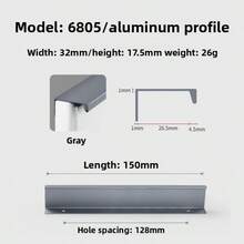 1pc Modern Minimalist Aluminum Alloy Hidden Cabinet Door Handle, Side-Mounted No Drilling Installation, Suitable For Wardrobe, Drawers And Other Furniture Hardware - Multicolor - View 31