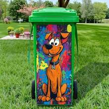 1 pieza Pegatina creativa para cubo de basura, patrón de perro, burro, caballo y león de dibujos animados coloridos, diseño de camino de jardín, pegatina de animal divertida, adecuada para cubos de basura interiores y exteriores, decoración del hogar, cocina y baño - 31*70 cm - Ver 4
