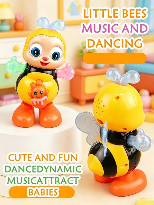 Juguete de abeja bailarina eléctrica, material ABS duradero, baile interactivo con sonido y luz; adecuado para el juego de ocio en el hogar de los niños, los movimientos de baile dinámicos atraen la atención, desarrollan la percepción visual y las habilidades de coordinación corporal. Perfecto para regalos de Halloween, Navidad, Acción de Gracias y regreso a la escuela.