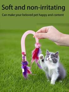 Flexible Elastic Mesh Cat Toy With Colorful Feather Ball And Built-In Bell Beads, Stimulates Cat Instincts And Provides Entertainment, Holiday Gift Indoor Cat Pet Supplies - View 6