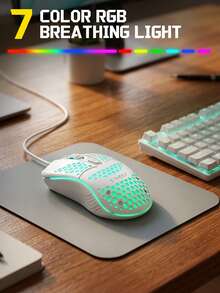 EIGIIS Honeycomb Wired Gaming Mouse With RGB Switch, 1600 Adjustable DPI, Ergonomic Lightweight Design, High Precision Sensor, Suitable For PC Gamers - View 4
