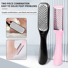 MONKIDS 2pcs Double-Sided Foot File Black And Pink, Professional Foot Care Tool Callus Remover Dead Skin File, Removes Dead Skin And Calluses, Double-Sided Coarse And Fine Grinding Surface For More Efficient Dead Skin Removal, Slightly Curved Shape, Better Fit To Foot Shape, Dry And Wet Use, Washable, Durable, Professional Foot Care Pedicure File, Suitable For Home And Travel - Multicolor - View 3