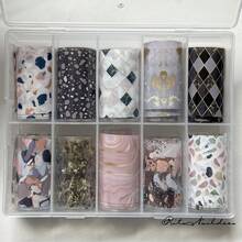 RITANAILDECO RitaNail 10-Roll Set Nail Transfer Paper Non-Self-Adhesive Professional Nail Salon Choice Compatible With Transfer Glue For Home Nail DIY Nail Artist Minimalist Japanese Style Simple Stone Texture Starry Sky - Multicolor - View 5