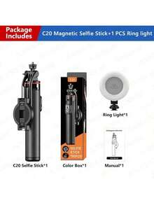 AXNEN 1300mm/51.2 Inch Wireless Selfie Stick Phone Tripod, Extendable Foldable Monopod, Compatible With Smartphones, With Magnetic Phone Holder And Remote Control, Suitable For Summer Vacation, Travel, Outdoor Activities, Live Streaming And Other Photography And Live Streaming Occasions - one-size - View 15
