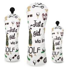 Golf Girl Style Printed Golf Club Headcover, Gentle Minimalist Design, Golf Accessory - White - View 1