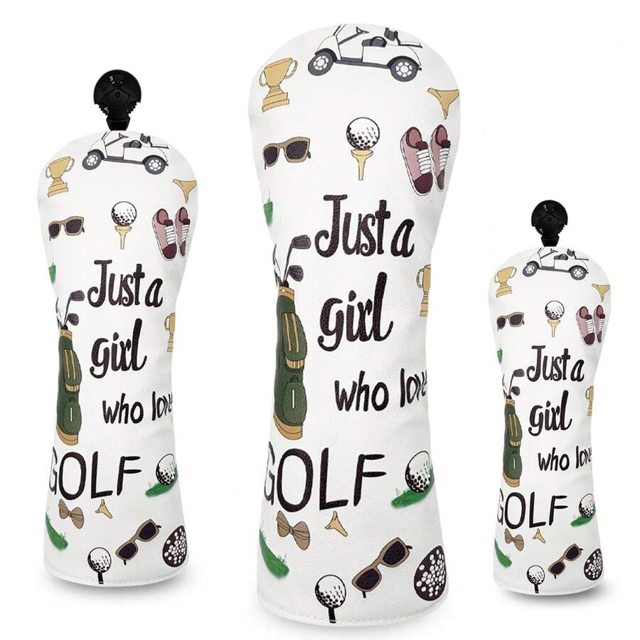 Golf Girl Style Printed Golf Club Headcover, Gentle Minimalist Design, Golf Accessory - White - View 1