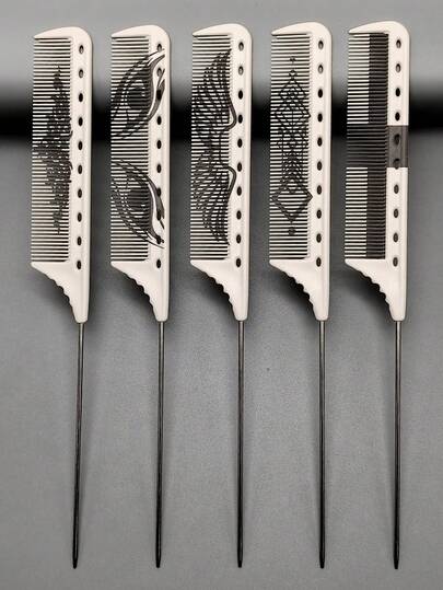 Professional Salon Tail Comb, Beautiful Pattern Comb, Hairstylist Styling Rat Tail Comb, Bridal Updo Comb, Hair Parting Comb, Hair Styling Comb, Heat-Resistant Hardened PC Material, Detangling Comb, Makeup Comb, Teasing Comb, Styling Comb, Home Comb, Travel Comb, Wedding Party Makeup Comb, Various Holiday Style Professional Salon Hair Comb, Barbershop Essential Tool Comb. Great Gift For Hairstylists