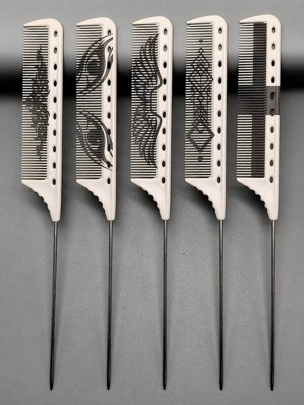 Professional Salon Tail Comb, Beautiful Pattern Comb, Hairstylist Styling Rat Tail Comb, Bridal Updo Comb, Hair Parting Comb, Hair Styling Comb, Heat-Resistant Hardened PC Material, Detangling Comb, Makeup Comb, Teasing Comb, Styling Comb, Home Comb, Travel Comb, Wedding Party Makeup Comb, Various Holiday Style Professional Salon Hair Comb, Barbershop Essential Tool Comb. Great Gift For Hairstylists