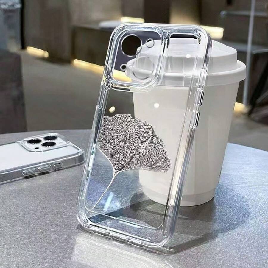 Ginkgo Leaf Phone Case Suitable For Apple 15 Pro Max,  16 Pro, Advanced 14 Pro, New 13, Floral 17 - Space Shell With Fine Pores - Transparent - Ginkgo Leaf Silver - View 1
