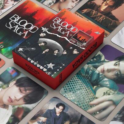 55pcs 2026 World Tour BLOOD SAGA Theme LOMO Card Set, Includes Jungwon, Jay, Jake, Sunghoon, Sunoo, Ni-Ki, Fan Merchandise Decoration Cards, Create Fan Atmosphere For Desk, High Cost-Performance Must-Have For Students