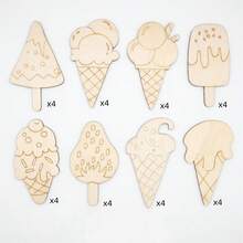 Set 32 Buah Potongan Kayu Bentuk Es Krim yang Belum Selesai, Cocok untuk Kerajinan dan Dekorasi DIY, Dilengkapi dengan Label Hadiah - Proyek Seni Musim Panas yang Dilukis Tangan, Cocok untuk Rumah, Pesta, Pernikahan - A - View 2