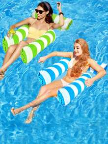 1PC Adult PVC Inflatable Float, Pool, Beach,Portable, No Electricity Needed, Comfortable ,Durable, Lightweight, Relaxation, Carry Quick, Inflation, For Adults - Three-tube Striped Floating Bed - View 1