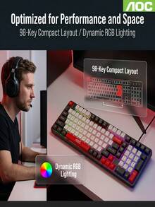AOC GK116H1 Wired Keyboard With Embossed Keycaps, Crisp Typing Feel And Fast Rebound, Colorful Backlight, 26-Key Anti-Ghosting, USB Plug And Play, Suitable For Office, Gaming And Home Use - View 6