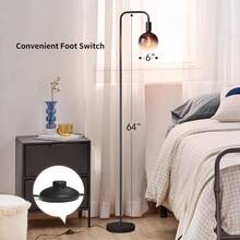 ONEWISH Living Room Floor Lamp, Minimalist Industrial Floor Lamp With Modern LED Spotlight, 6-Inch Black Clear Glass Globe, 1800K Warm Ambient Lighting, Decorative Tall Floor Lamp For Bedroom And Office - 1800K - 查看 5