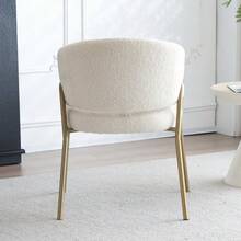 White Dining Chair, Modern Velvet Spray Gold Dining Chair In Gold Finish (2 Pcs), Dining Chair With Golden Legs - White - View 7