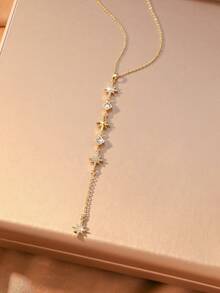 1pc Luxury Elegant Y-Shaped Eight-Pointed Star Square Pendant Necklace, Long Necklace For Women And Girls, Versatile For Daily Wear, Commuting, Dating, Party, Banquet, Wedding - Multicolor - View 9