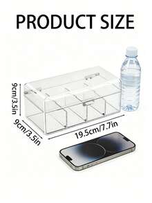 1pc Hinged Lid Divided Tea Bag Storage Box, Transparent Stackable Tea Storage Container, 4-Compartment Plastic Tea Bag Organizer, Suitable For Kitchen And Countertop (19.5*9*7.5cm/7.7*3.5*3in) - Transparent - View 4
