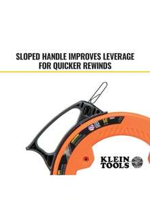 KLEIN TOOLS 56331 Guía jalacables de acero con carcasa optimizada para menor fricción Mango de agarre firme Guia para cable electrico Guia jalacables 0. 3 cm * 15 m Marcado con láser para precisión - NaranjaNegro - Ver 5