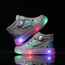 1 Par Tênis Casuais da Moda com Asa Iluminada, Sola Macia, Antiderrapante, Resistente ao Desgaste e Confortável, Novo Estilo 2026, para Meninos e Meninas - Roxo - Visão 15